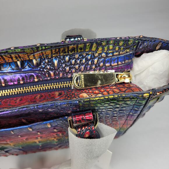 BRAHMIN Small Ashlee Technicolor Rainbow Melbourne Satchel Leather NWT - Picture 9 of 15